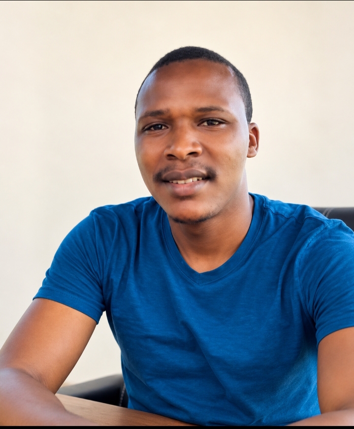 Portrait of Joseph Matindi wearing a blue T-shirt.